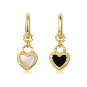Double sided Heart Earrings 18K Plated Stainless Steel